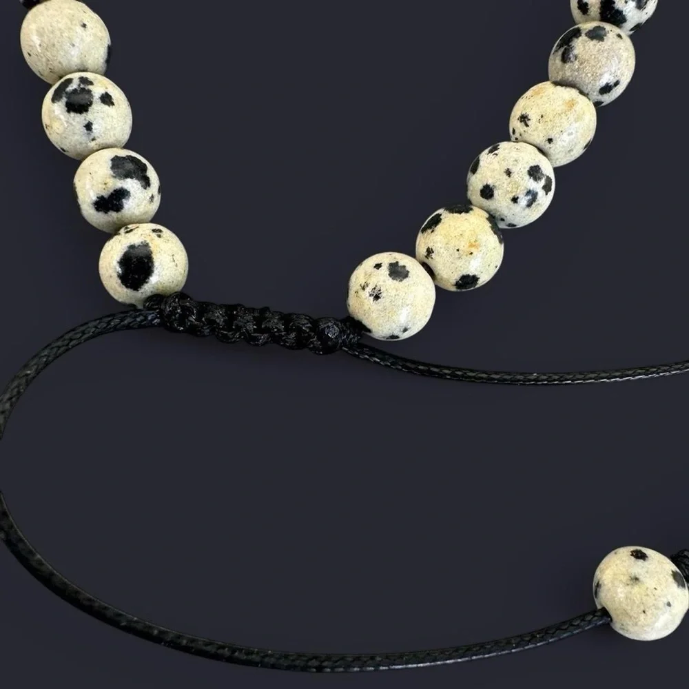 Dalmatian Jasper Adjustable Gemstone Bead Bracelet 6mm